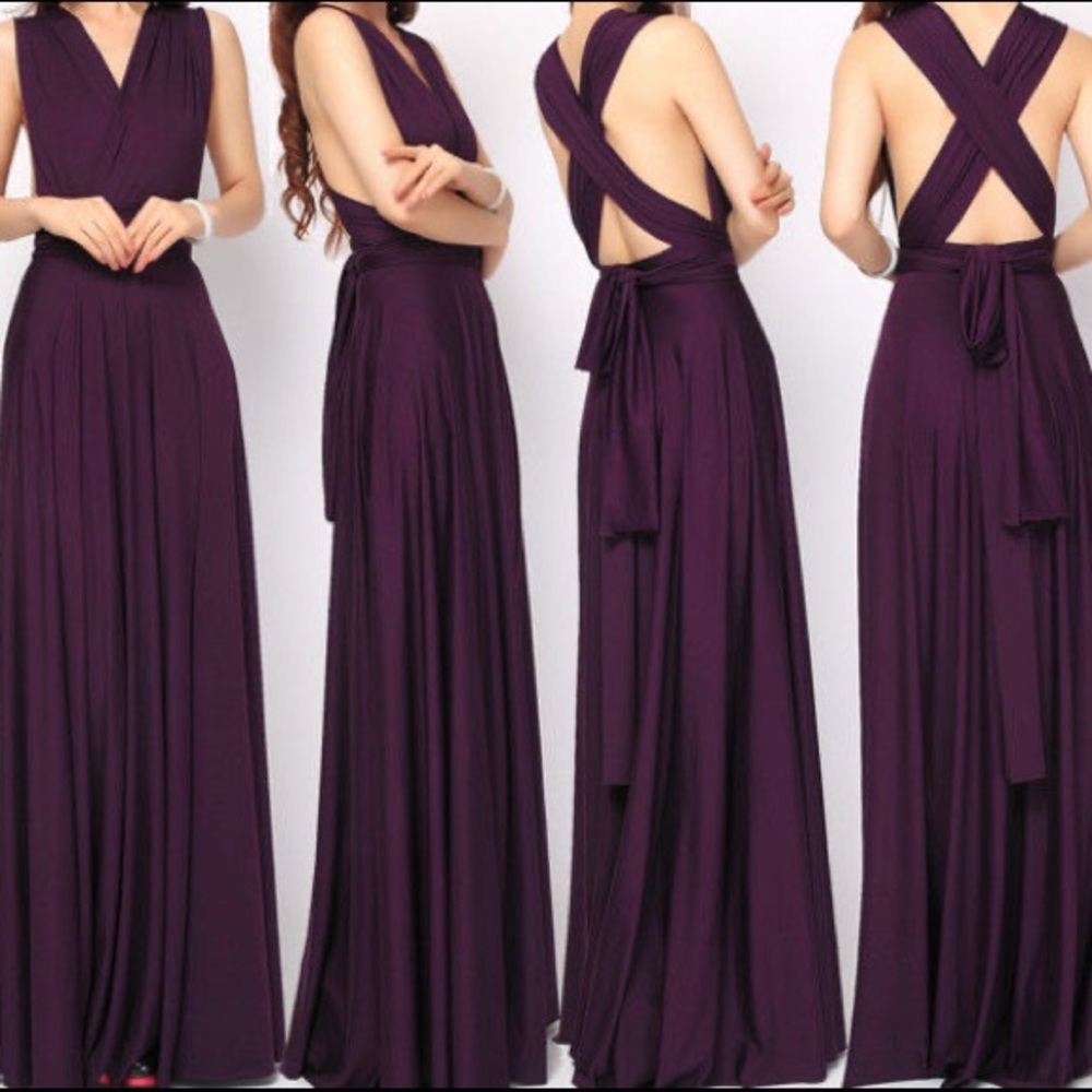 Von Vonni eggplant convertible maxi dress